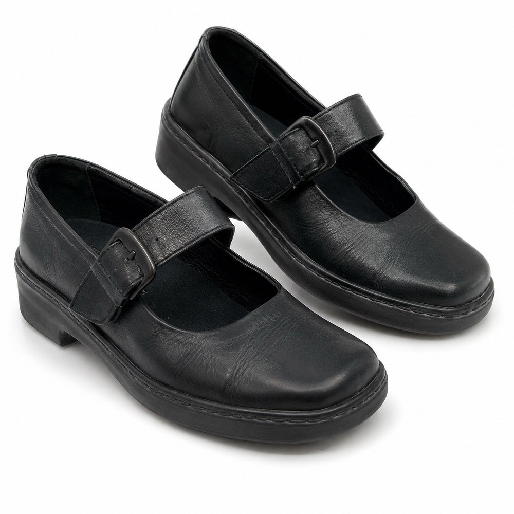 JOSEF SEIBEL Black Leather Mary Jane EU 38 US 7-7.5 Chunky Comfort Dark Academia